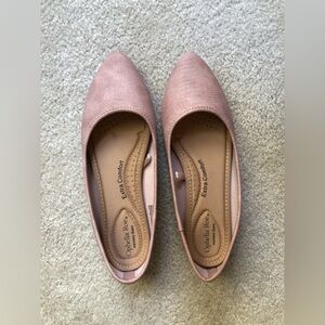 Ophelia Roe - Phoebe Memory Foam Comfort Pink Snake Skin Flats, Women's Size 7